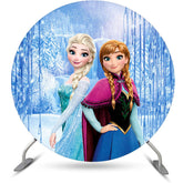 Lofaris Round Forest Winter Happy Birthday Backdrop For Girl